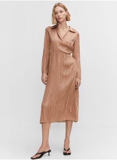 Buy Collar Wrap Detail Dress in UAE