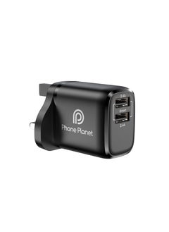 Buy 12w Dual ports Travel charger safe and fast charging Black in Saudi Arabia