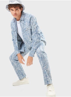 Buy Jacquard Textured Denim Jacket in UAE