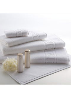 اشتري Magnolia (White) Luxury Towels and bath mat set (Set of 1 Hand-50x100cm, 1 Bath Towel and 1 Bath mat) 100% Cotton, Highly Absorbent and Quick dry, Hotel and Spa Quality Bath linen-500 Gsm في الامارات