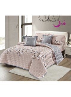 Buy Comforter set for two people 6piece bedspread, polyester 240 by 220cm in Saudi Arabia