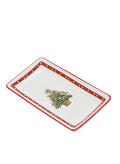 Buy Kaemingk Christmas Plate Porcelain Rectangle Decal Tree Pattern, 1 Piece in UAE