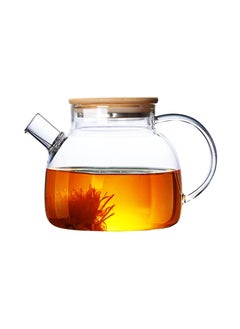 Buy Glass Teapot, Stovetop & Microwave Safe Glass Borosilicate Teapot, Glass Teapot with Strainer, Glass Pot with Wooden Lid, Loose Leaf and Fruit Tea and Fragrant Tea, 34oz/1000ml (Wooden Lid) in UAE