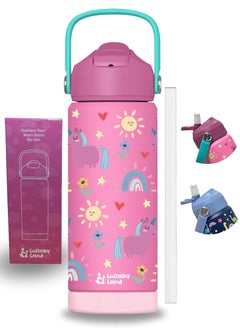 Buy 550ml Stainless Steel Water Bottle for Kids, Stay Hydrated with Kids Water Bottle for School, No Leak Bpa Free Unicorn Pink Water Bottle for Girls, Insulated Water Bottle Kids with Straw in UAE