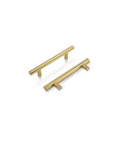 Buy VILLA Black and Gold Zinc Alloy Cabinet Door T-Handles and Pulls Drawer (12mm x 128mm x 200mm, Gold) - Set of 10 in UAE