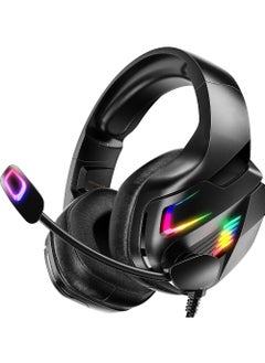 Buy Gaming Headset for PC PS5 PS4 XboxOne Gaming Headphone with 50mm Drivers 3D Surround Sound Noise-Cancelling Mic Soft Memory Earmuffs & 4 Modes RGB Light in UAE