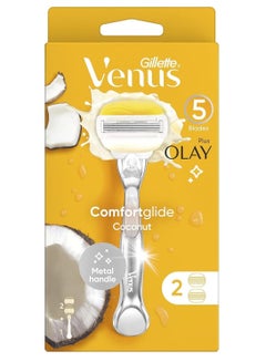 Buy Venus Comfortglide Olay Coconut Women's Razor Handle + 2 Razor Blade Refills in UAE