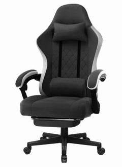 Buy Chulovs Gaming Chair with Footrest Fabric Office Chair with Pocket Spring Cushion and Linkage Armrests, High Back Ergonomic Computer Chair with Lumbar Support Task Chair in UAE