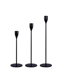 Buy Candle Holder Black Candlestick Holders Set of 3 for Taper Candles, Matte Metal Candle Holders for Wedding Anniversary Party Mother's Day Dining Table Centerpiece Home Decoration in Egypt