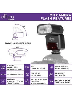 اشتري AP-305N Camera Flash Light with Manual Trigger for Nikon D3500 D3400 D3300 D5600 D5500 D5300 D850 D780 D750 D7500 D7200 Z6 Z7 Z50-2.4GHz I-TTL Speedlight for Mirrorless and DSLR Camera في الامارات