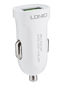 اشتري DL-C17 High Quality Smart Car Charger 2.4A Auto-ID With Type-C USB Cable - White في مصر