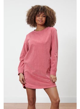 Buy Women Textured Sweat Dress, Pink in UAE