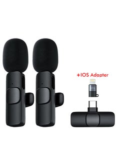 Buy BSNL Lavalier Microphone Dual K9 True Wireless With Type C Receiver And IOS Adapter Black in UAE