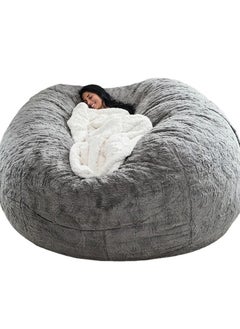 Buy Bean Bag Chairs, Giant Bean Bag Chair for Adults, 6ft Big Bean Bag Cover Comfy Bean Bag Bed (No Filler, Cover only) Fluffy Lazy Sofa (Grey 6ft(150*75cm)) in UAE