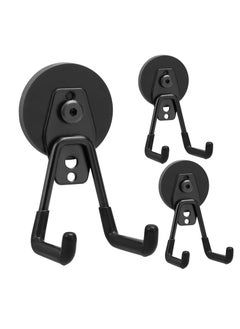 اشتري Strong Garage Magnetic Hooks, 3 Packs Strong Large Magnet Hooks, Heavy Duty Storage Utility Magnet Hooks with Anti-Slip Coating, for Toolbox, Hammer, Garden Tools, Drills (Black) في السعودية