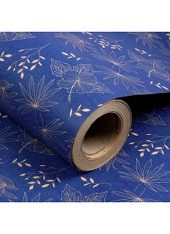 Buy Kraft Wrapping Paper Roll - Blue Flowers And Plants Pattern - 30 Inches X 100 Feet in Saudi Arabia