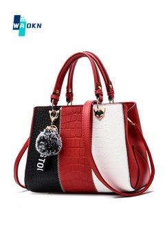 Buy Women's Fashion Contrasting Shoulder Bag, Ladies American Contrasting Handbag Tote Bags Clutch Bag, Large-capacity PU Leather Crossbody Bags Sling Bag Side Bag Carry Bag in UAE