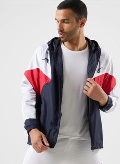 Buy Colour Block Windbreaker Hooded Jacket in UAE