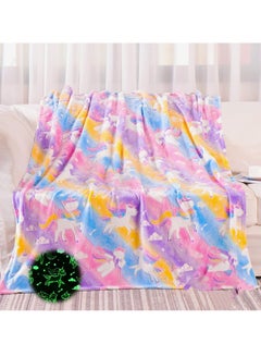 Buy Glow in The Dark Blanket Unicorns Gifts for Girls Unicorn Party Blankets Luminous Girls Toys Soft Kids Blankets for 1-10 Year Old in UAE