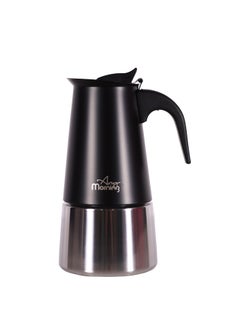 Buy Any Morning Stovetop Stainless Steel Espresso Coffee Maker 300ML Black in UAE