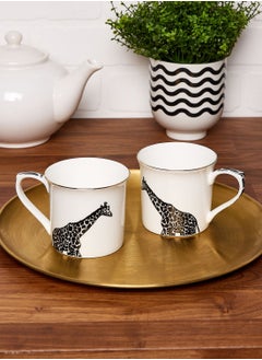 Buy 11Oz Fine Bone China Mug - Giraffe Set Of Two in UAE