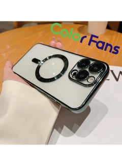 اشتري MagSafe Compatible for Apple iPhone 13 Pro Max Clear Case Slim Plating Magnetic Cover for iPhone 12 Pro Max Green في السعودية