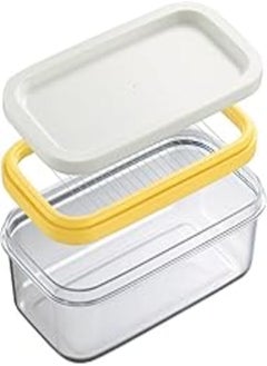 اشتري Butter Dish with Lid, Plastic Rectangle Butter Keeper with Cutter for Easy Cutting and Storage, Butter Container Butter Box Case for Countertop or Fridge في مصر