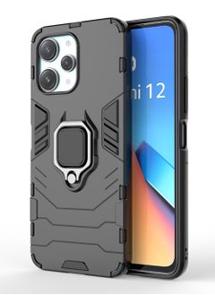 Buy Redmi 12 4G Case Cover with Bracket, Kickstand Shell Back Cover Scratch-Resistant Shock-Absorbing Protector Accessories Kickstand Stand Magnetic Car Ring Holder Protection in UAE