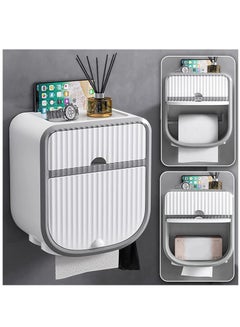اشتري Multifunctional Wall-Mounted Waterproof Tissue Box Cover and Toilet Paper Holder Compatible for Bathroom Kitchen في السعودية