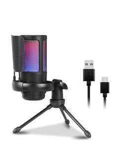 Buy Gaming PC USB Microphone Podcast Condenser Mic for Streaming Twitch Online Chat RGB Computer Mic in Saudi Arabia