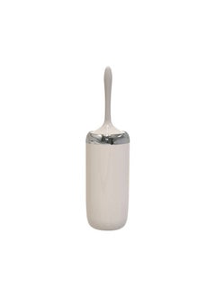 Buy Premium acrylic bathroom toilet brush and holder, toilet brush with durable scrubbing brush and inner container for easy clean, beige in Egypt