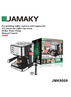 Buy Espresso Coffee Maker with Italian technology , Household 1200W Manual Control Coffee Machine 1.5L Water tank 20 bar water pump in Egypt