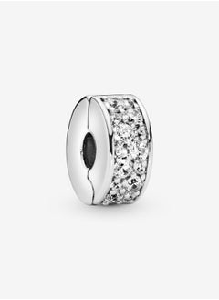 Buy 925 Sterling Silver Clear Pavé Clip Charm for Pandora Moments Women's Bracelet 791817CZ in Saudi Arabia