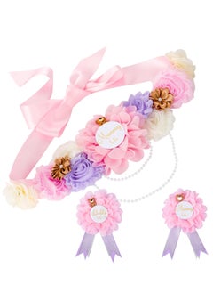 اشتري Maternity Sash and Corsage Pin Set for Baby Shower, Perfect Keepsake Gifts for Expecting Moms and Dads, Ideal Pregnancy Photo Props في السعودية