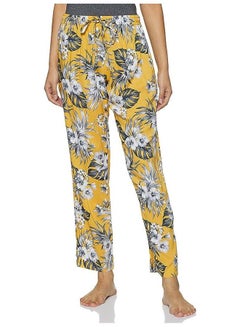Buy Floral Yellow Viscose Pyjama Women Single Regular Fit Casual Pyjama in UAE