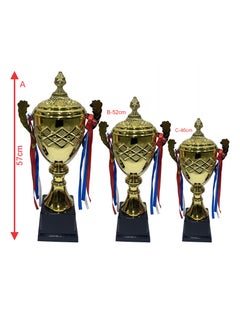 Buy Metal Gold Trophies Set Personalised Trophies Cups With Colorful Ribbons And Trophies Awards Sports Trophies Medals Appreciation Award Gift Acheivement Ceremony Trophies Basketball Football Trophy in UAE