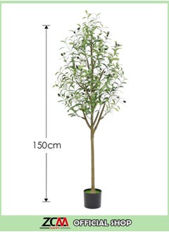 اشتري Large Artificial Olive Tree 150cm, Nordic Style Indoor and Outdoor Green Plant - Hotel and Garden Potted Decoration, Bird of Paradise Bonsai Ornament في الامارات