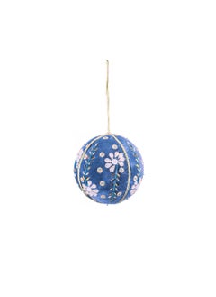 Buy Gulf Flowers Velvet Christmas Ball – Blue for Holiday Tree & Home Decoration in UAE