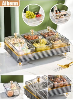 Buy 6-Grid Tea Tray Fruit Tray Snack Box Dried Fruit Tray Snack Tray Candy Tray Multi-Function Party Snack Tray Cosmetic Storage Box Desktop Storage Box Suitable For Living Room Kitchen Party Party (Light Grey) in Saudi Arabia