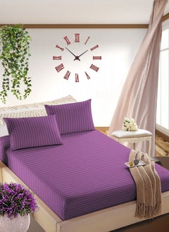 اشتري Faded Purple Extra Deep Pocket Sheets Cotton 3 Piece Bed Sheet Set 150x200+35cm في الامارات