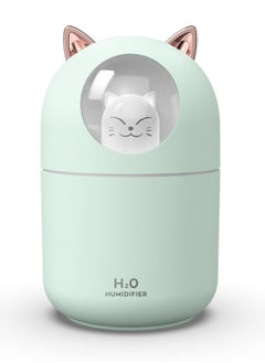 Buy Cat Small Humidifier for Bedroom - 300ml Mini Cool Mist Humidifiers with Night Light, 2 Spray Modes, Ultra-Quiet, Portable Personal Air Humidifier for Women Kids Room Office Desk Car (Green) in Saudi Arabia