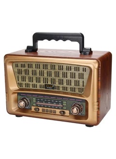 اشتري M-1805BT -علبة خشبية راديو -2400MA -بطارية ليثيوم تعمل بالطاقة التيار المتناوب تيار مستمر راديو عتيق الطراز القديم سطح المكتب راديو عن بعد مع فتحة USB/TF في السعودية