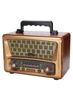 Buy M-1805BT wooden case radio 2400MA Li battery powered AC DC vintage radio old style desktop remote radio with USB/TF slot in Saudi Arabia