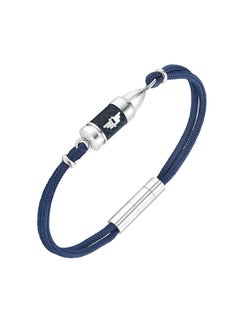 Buy POLICE - Showpiece Bracelet for Men Stainless Steel with Black carbon Fibre & Blue Cord - PEAGB0005607 in UAE