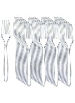 اشتري Clear Disposable Plastic Fork - For Cake And Food - 50 Pieces في مصر