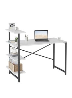 Buy Metal frame gaming desk, carbon fiber surface, with 3 racks, comfortable study table with screen rack with layers in Saudi Arabia
