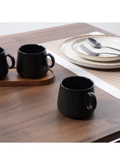 اشتري Black Cuisine 3-Piece Porcelain Mug With Acacia Tray - Black في الامارات