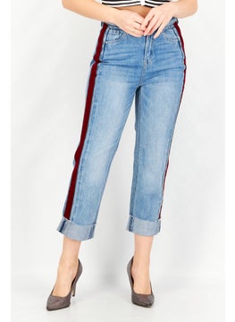 اشتري Women Straight Waist Stretchable Denim Jeans, Wash Blue في الامارات