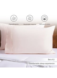 Buy Elegance 2-Piece Pillow Case Set 50X75Cm - Peach in UAE