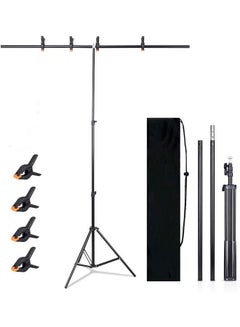 Buy Padom T-Shape Portable Background Backdrop Support Stand Kit 5ft  150cm Wide 7ft 200cm Tall Adjustable Photo Backdrop Stand with 4 Spring Clamps in UAE